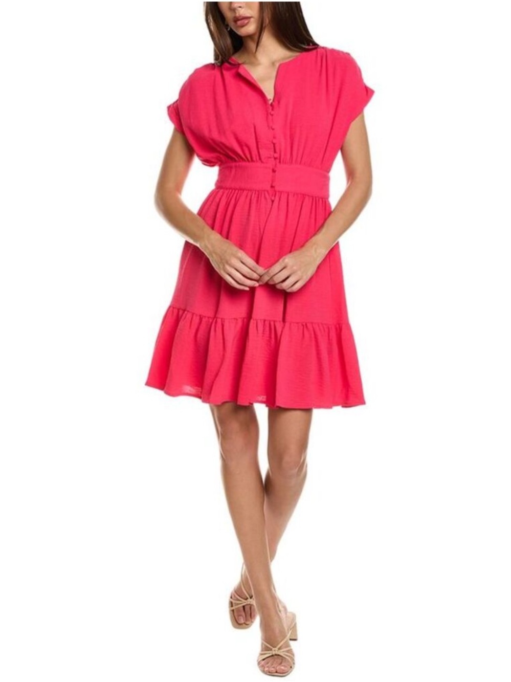 Sharagano Textured Airflow A-Line Mini Dress Monticello Rose NWT Sz L/XL